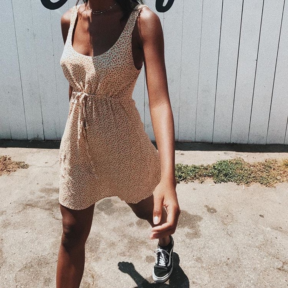 NWOT Brandy Melville Yellow Floral Ellen Dress